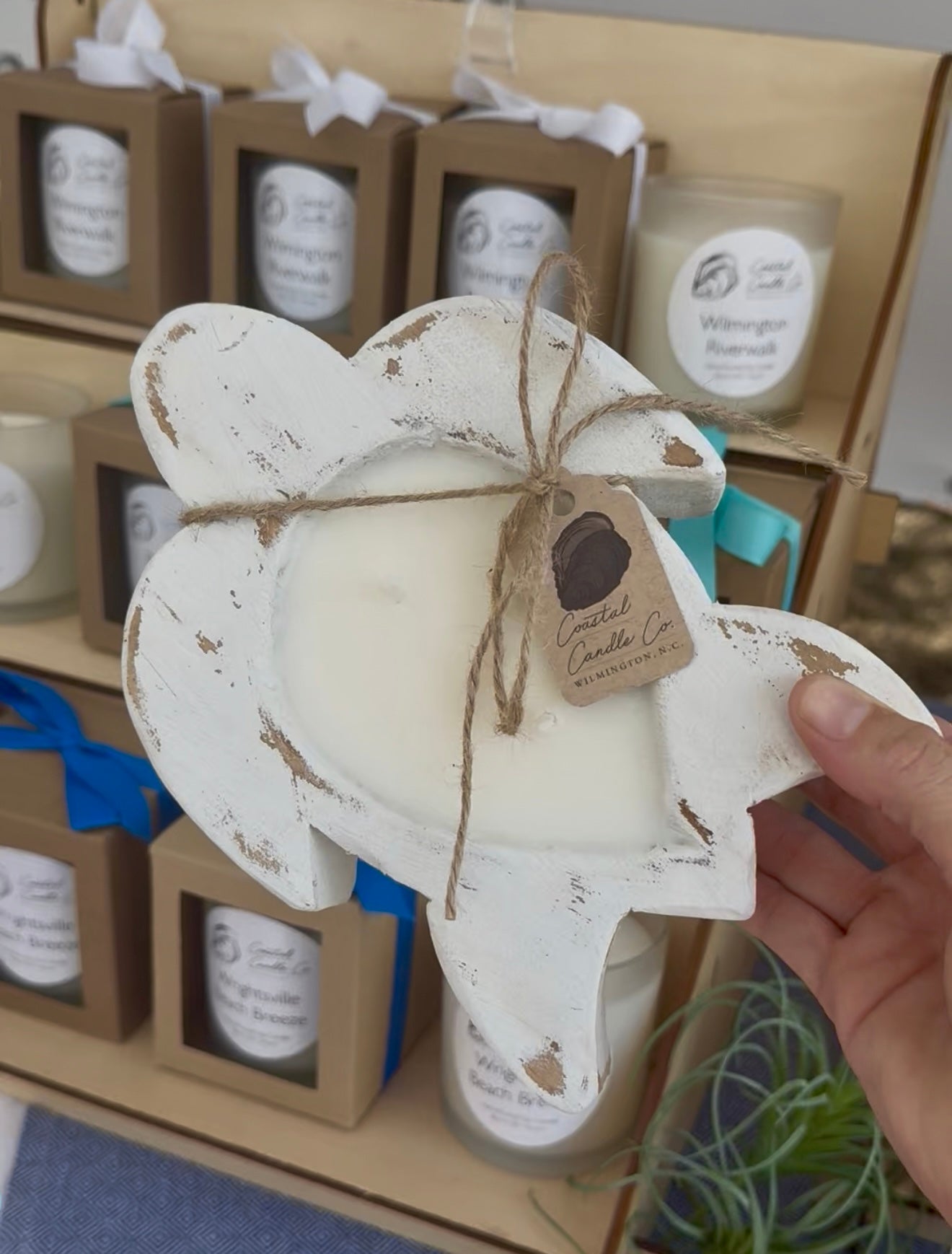 Sea Turtle Wooden Dough Bowl Candle