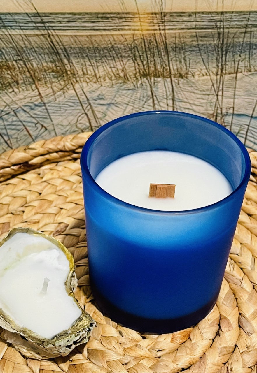 Frosted White 9oz Wood Wick Candle- Fragrance Free – Coastal