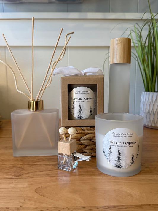 Dry Gin + Cypress | Frosted White Vessel Soy Candle