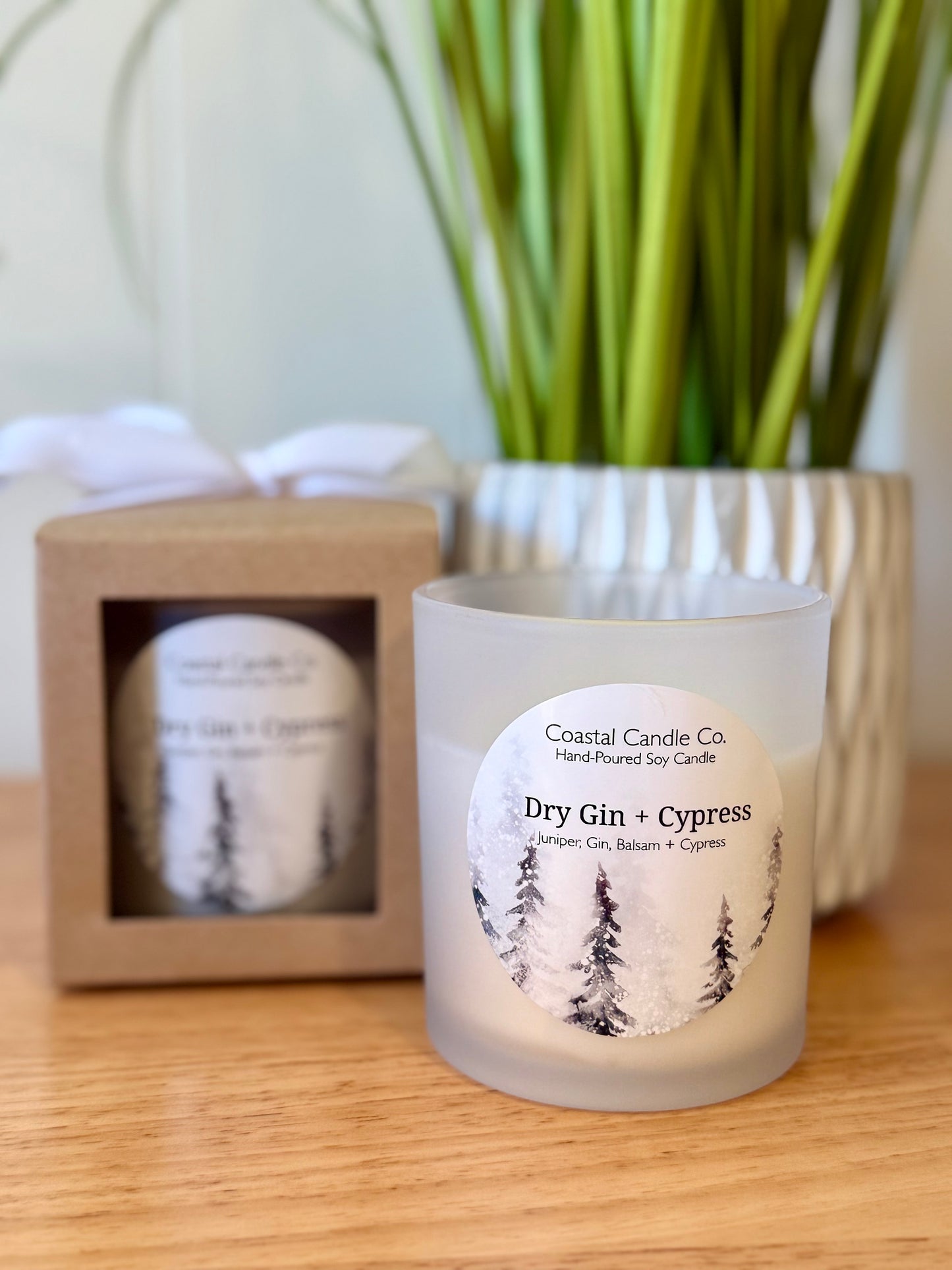 Dry Gin + Cypress | Frosted White Vessel Soy Candle
