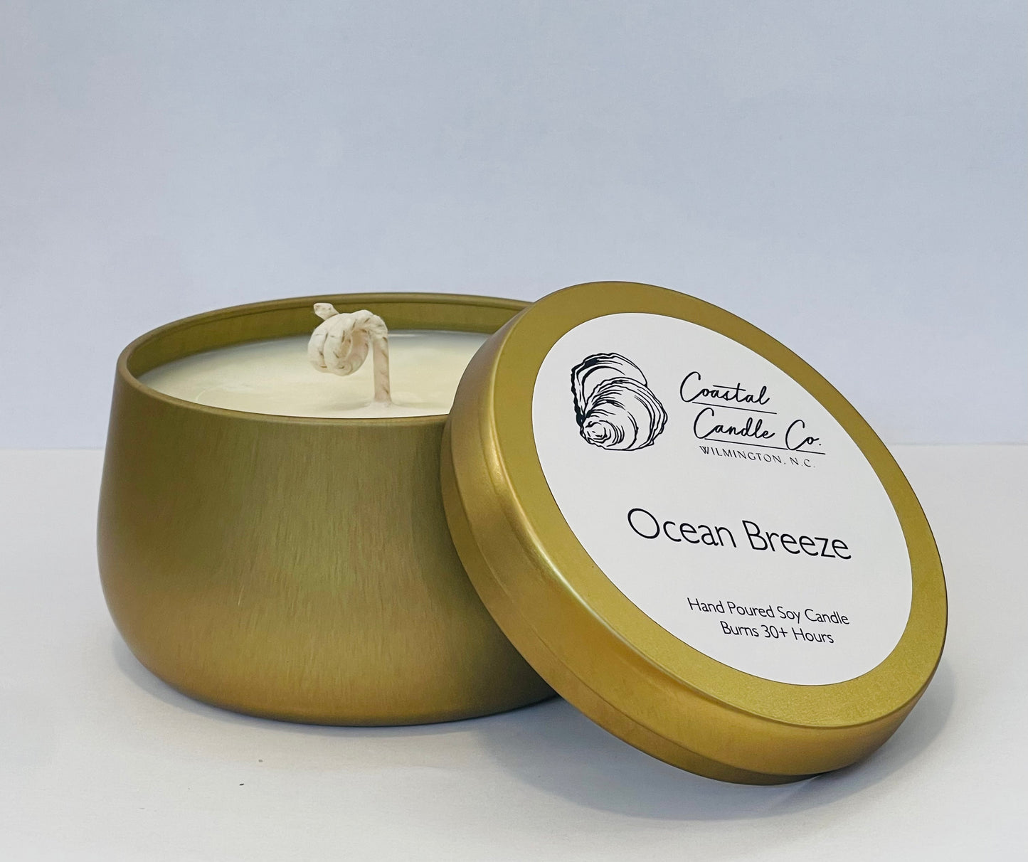 Coastal Carolina Collection | Hand-Poured Natural Soy Candle (Brushed Gold Tin)