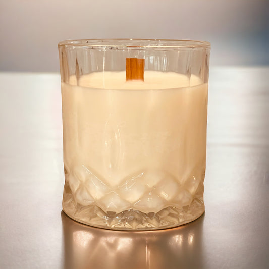 Gentleman's Candle + Whiskey Glass: Amber & Driftwood