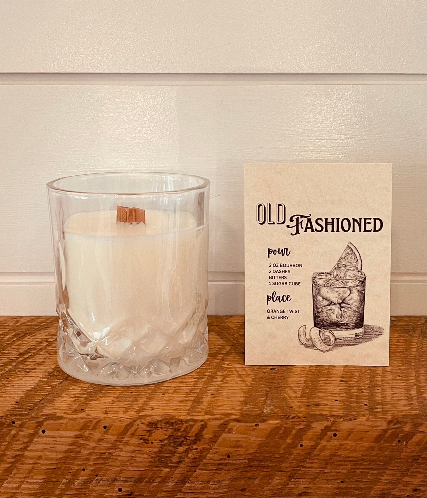 Seaside Teakwood Whiskey Glass Candle