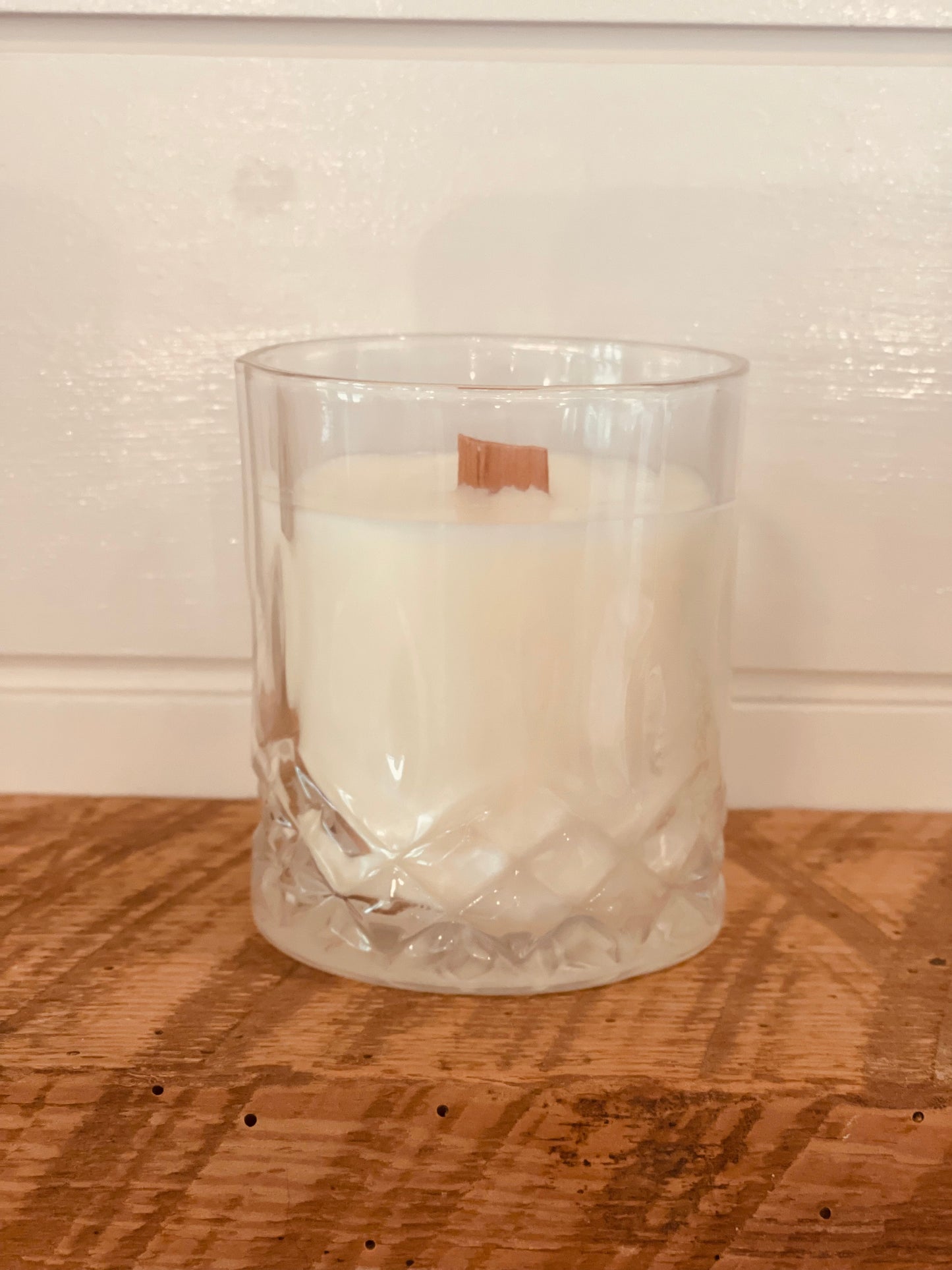 Seaside Teakwood Whiskey Glass Candle