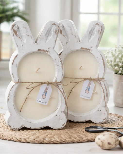 Bunny 3-Wick Soy Candle – Wooden Dough Bowl