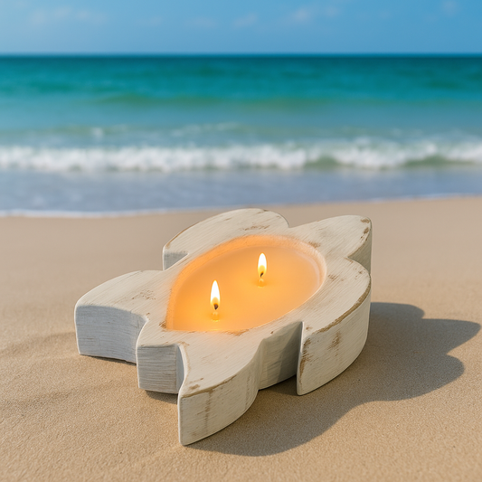 Sea Turtle Wooden Dough Bowl Candle