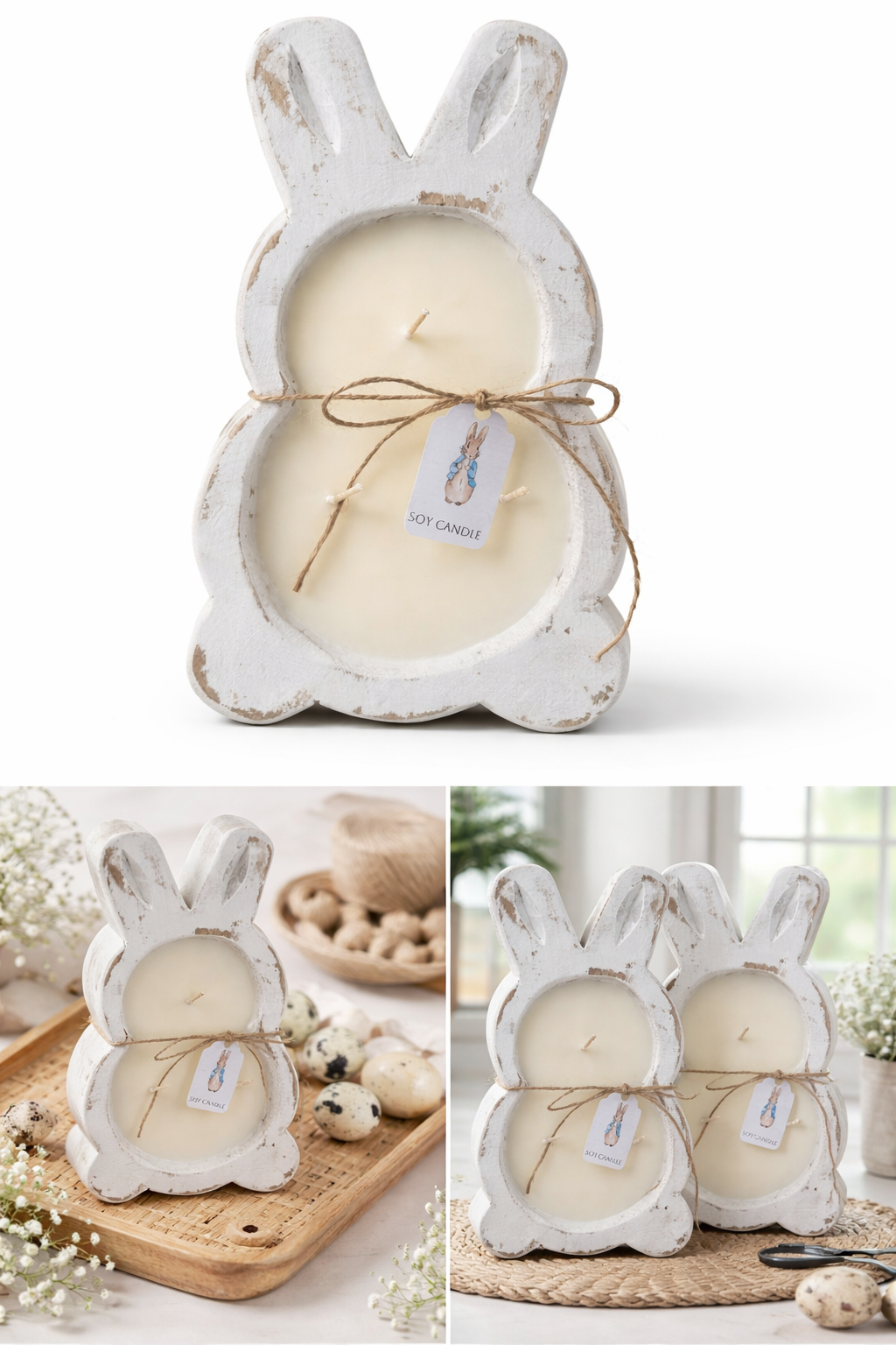 Bunny 3-Wick Soy Candle – Wooden Dough Bowl