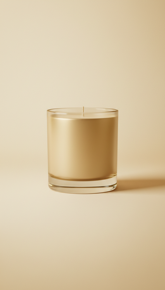 Champagne Gold beeswax candle gold-accented jar