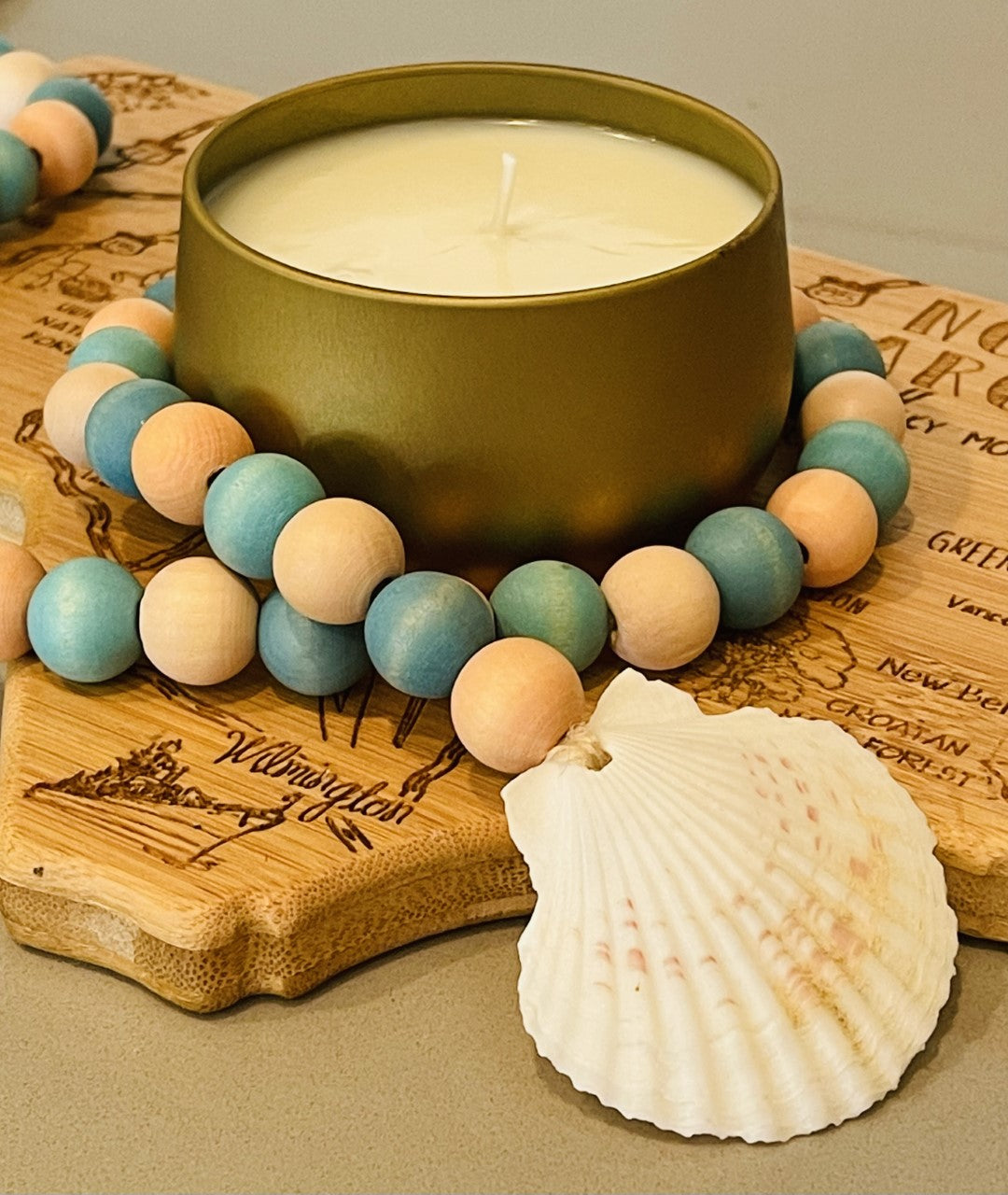 Coastal Carolina Collection | Hand-Poured Natural Soy Candle (Brushed Gold Tin)